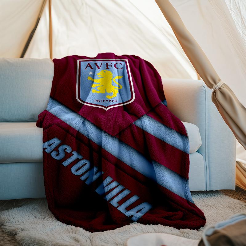 1pc Aston Villa Theme Blanket - Digital Print, Polyester, Cozy for All Seasons, Perfect for Outdoor, and Travel