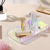 1/2Pcs Acrylic Bathroom Vanity Tray Multi-purpose Soap Dispenser Perfume Holder Storage Tray Living Room Counter Rectangle Decorative Scalloped Tray