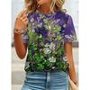 Women's T-shirt Summer 3D Digital Printed Casual Round Neck Plant Flower Series Short Sleeve T Shirts