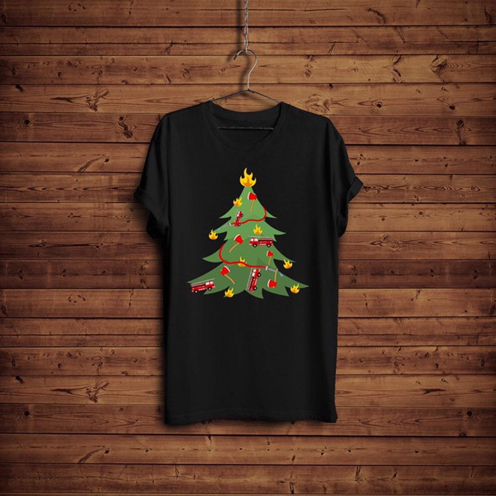 Firefighter Christmas Tree Cute Shirt Fireman Machine Gift 3XL