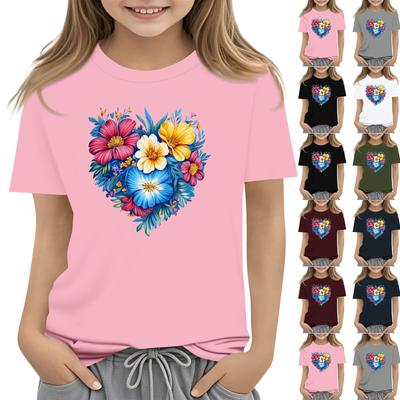 Toddler Girl Boy T-Shirts Kids Top Boys And Girls Printed Short Sleeved T-shirt 1-12Y