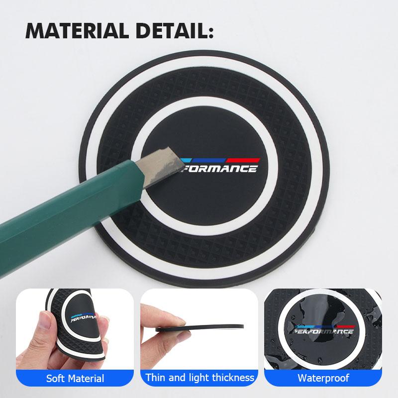 For BMW 2pcs Car Silicone Coaster Water Cup Anti-slip Pad Accessories 1 3 5 Series X1 X3 X4 X5 X7 G20 G38 F20 F39 F48 E46