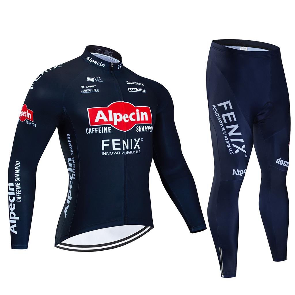 Alpecin New Team Breathable Long Sleeve Men Cycling Jersey Set MTB Bike Clothing Autumn Bicycle Clothes Maillot Ropa Ciclismo