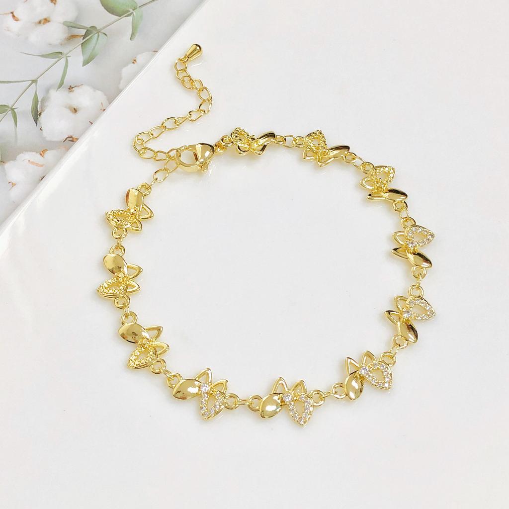 New Arrival Gold-Plated Animal Turtle Butterfly Leaf Zirconia Adjustable Bracelet for Women Girls Fashion Party Jewelry Gift
