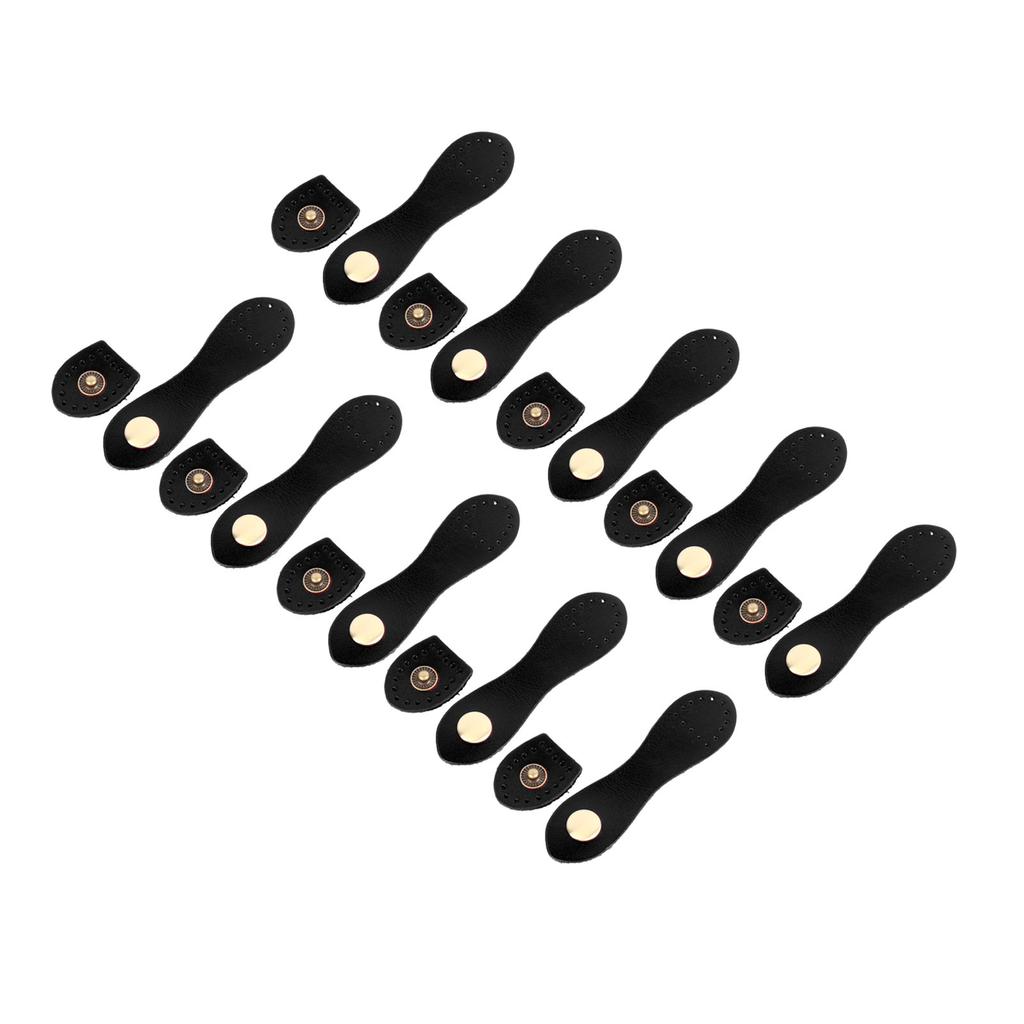 10 Sets Sew On Leather Snap Buckle DIY Handcraft Soft Genuine Leather Purse Tab Closures for Craft