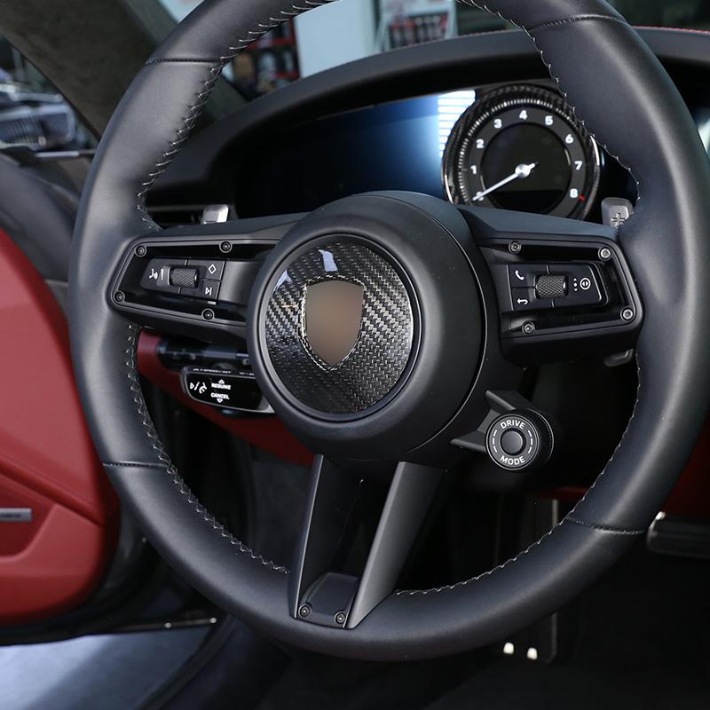 For Porsche 911/Taycan/Macan/Panamera Steering Wheel Decoration Panel Cover Real Carbon Fiber Car Interior Styling Accessories