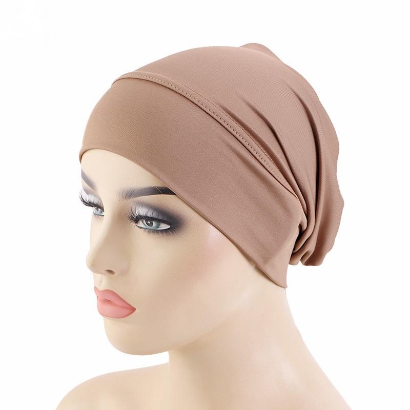 Middle Eastern Stretch Headscarf Cap, Solid Color Undercap & Hair Wrap, Breathable Design for Daily Use