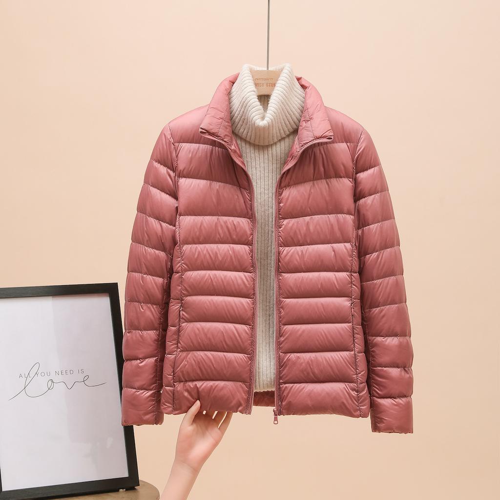 Down jacket women's new short light and thin thickened warm slim white duck down fashion coat