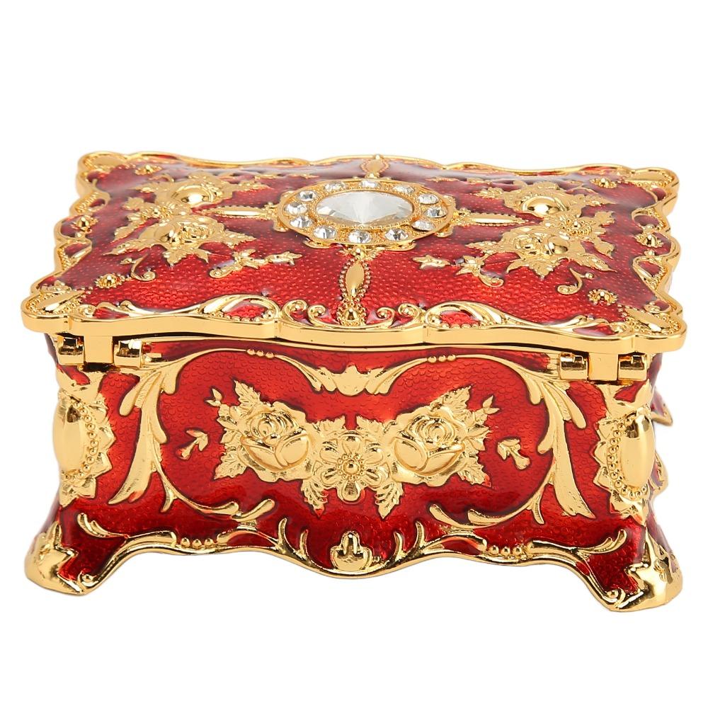 Metal Enamel Jewelry Box Rectangular Jewelry Organizer Trinket Box  Gemstone Storage Tray