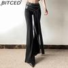 Summer Women's Solid-Color Slim-Fit High-Waisted Streetwear Casual Straight-Leg Slightly Flared Pants