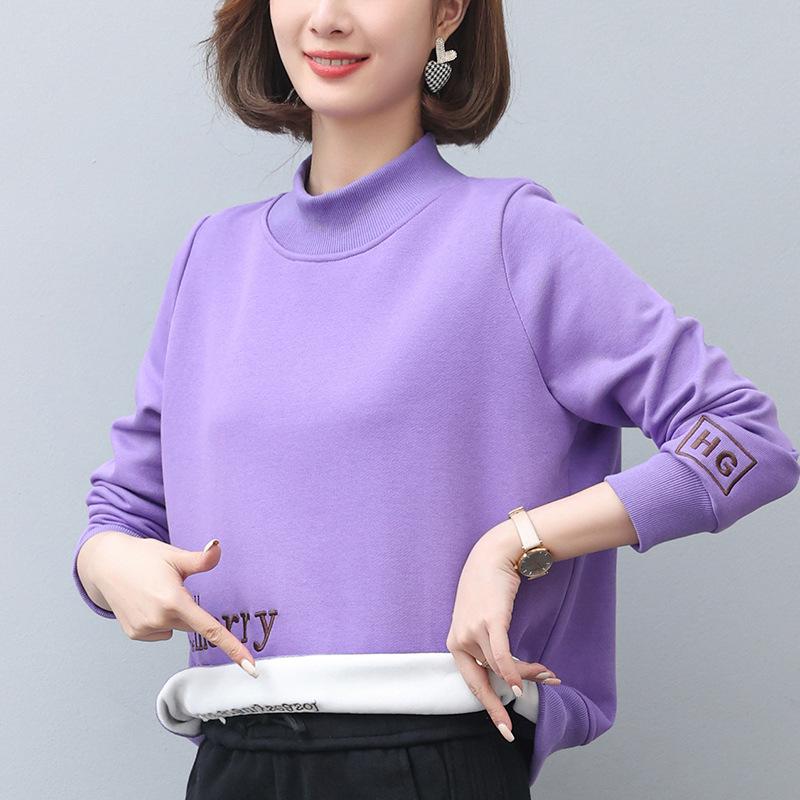 

Женский флисовый свитшот - Коллекция Осень/Зима 2024, Стильный и уютный полувысокий воротник для мам среднего возраста XXL (For 68-75kg)