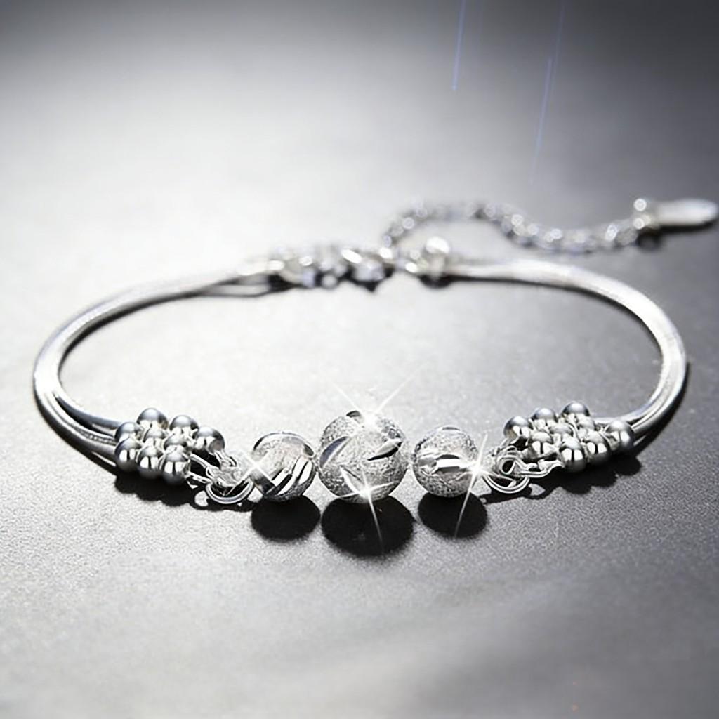 Sterling Silver Three Lives Beaded Bracelet – Exquisite Luck-Bringing Jewelry for Her 999 Sterling Silver