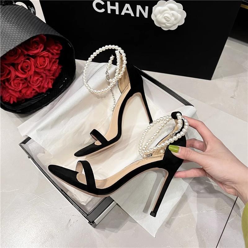 High-heeled Sandals Women's 2024 Summer New One-word Strap Black Fashion Women's Shoes Stiletto Fashion Sexy High Heels