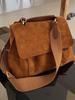 2025 Trendy Retro Brown Velvet Crossbody Bag - Women's Large Capacity Autumn/Winter Shoulder Bag