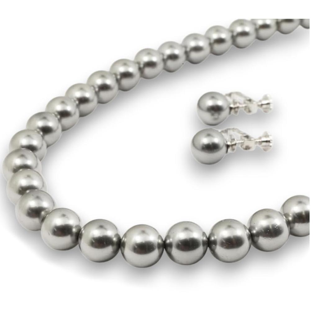 [Your and My Jewelry Box] Made In Japan  Domestic High-Grade Genuine Shell Pearl 9mm Formal Set, White or Gray-Black (Necklace and Earring Set) In a