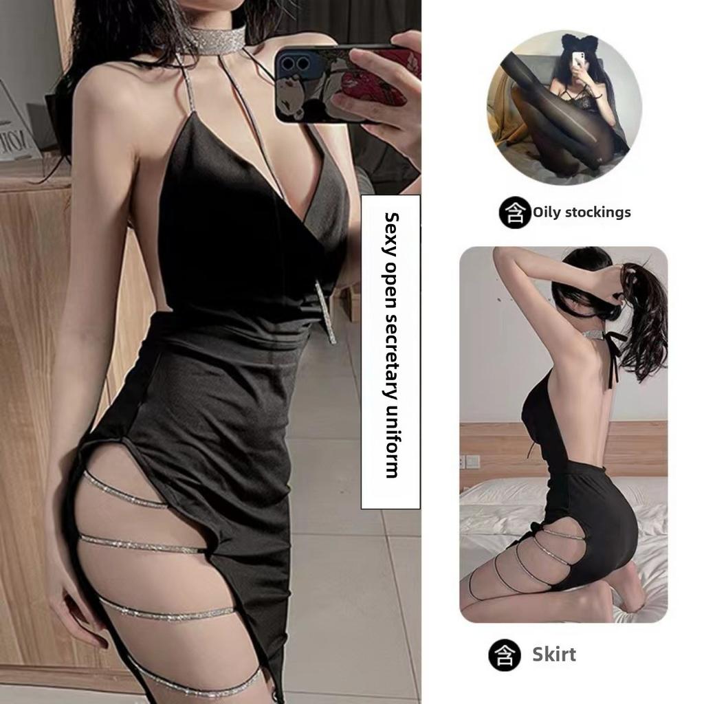 Large Size Black Nightclub Hip Wrap Uniform Seduction Secretary Strap Women's Underwear