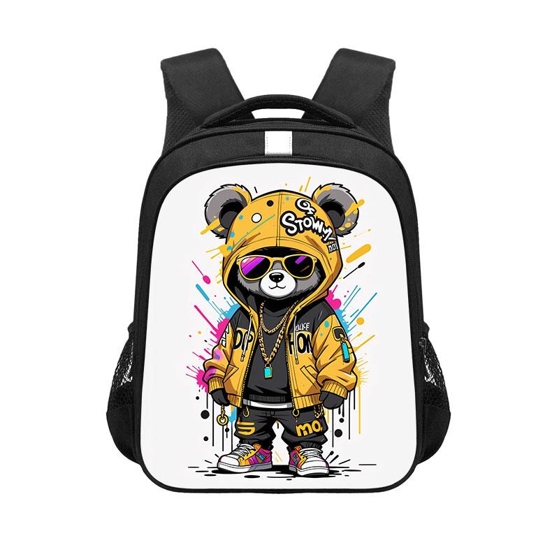 14/16 inch Kawaii Graffiti Beer Print Rugzak voor 3-18 Jaar Oud Hip Hop Kinderen Schooltassen Tiener Reis Dagrugzak Cadeau 16 inches