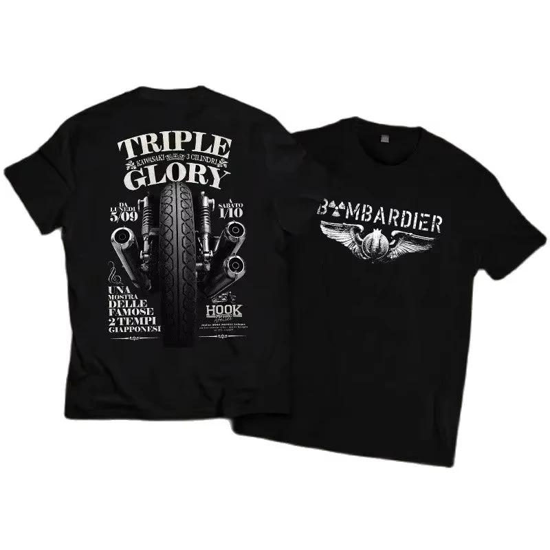Tricou Bărbați Gât Rotund Mărimi Mari Mânecă Scurtă Bumbac Pur Unisex Rock American Retro Harley Motocicletă Imprimat Topuri Largi Tricou
