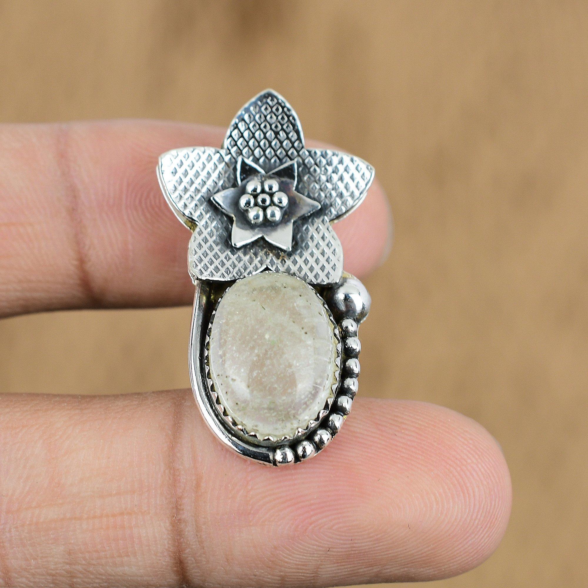

Natural Moonstone Gemstone Pendant Flower 925 Sterling Silver Jewelry For Women