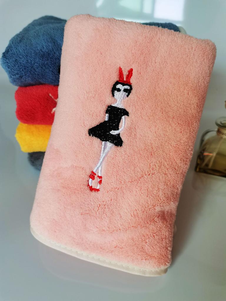 Coral fleece embroidered towel set, home daily absorbent face towel, couple towel cover towel