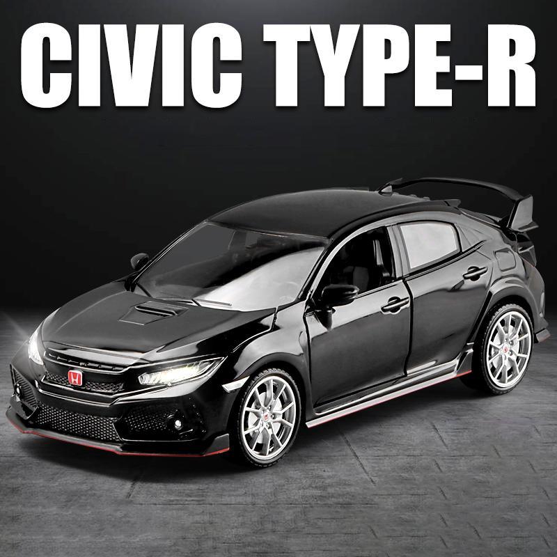 

1/24 HONDA CIVIC TYPE-R литая игрушечная модель автомобиля со звуком и светом детские игрушки коллекционные предметы подарок на день рождения чёрный