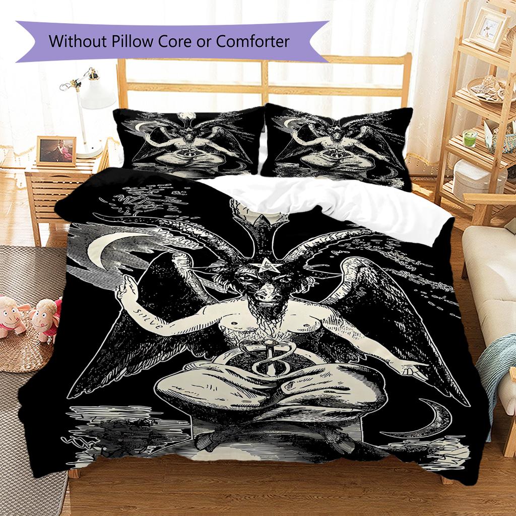 Baphomet Pattern Bedding,Quilt Set Quilt Cover Pillowcase Home Birthday Gift (1 * Duvet Cover + 2 * Pillowcase, Without Core)