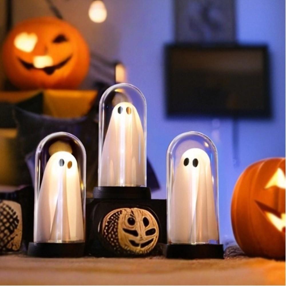 Halloween Light Up Specter Warm White Light Cloche Specter Lamp Desktop Lighting  Spooky Room Decor
