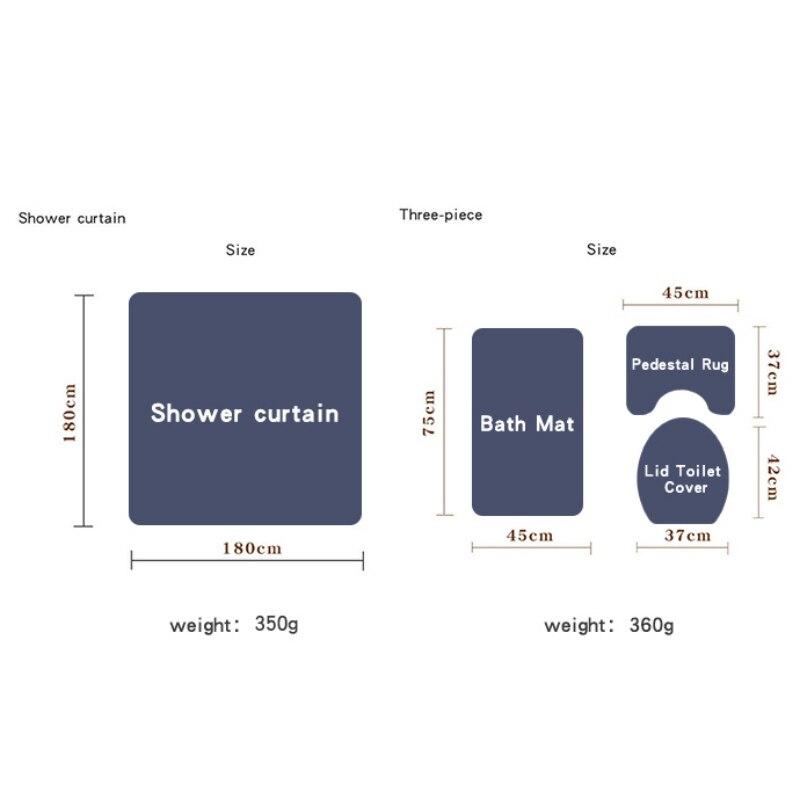 European And American Style Romantic Love Valentine's Day Printing Shower Curtain Floor Mat Bathroom Bottom Pad Toilet Pad