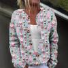 Women's Fashion Christmas Printed Long Sleeve Knitted Cardigan Button Down Jacket
