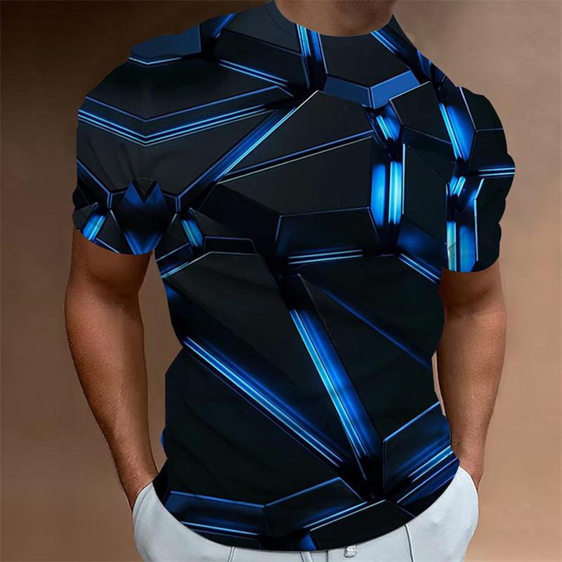 Funny Geometry Pattern T Shirt For Men Fashion 3D Printed Tees Summer Casual Short Sleeve Round Neck Tops Oversized T-Shirts