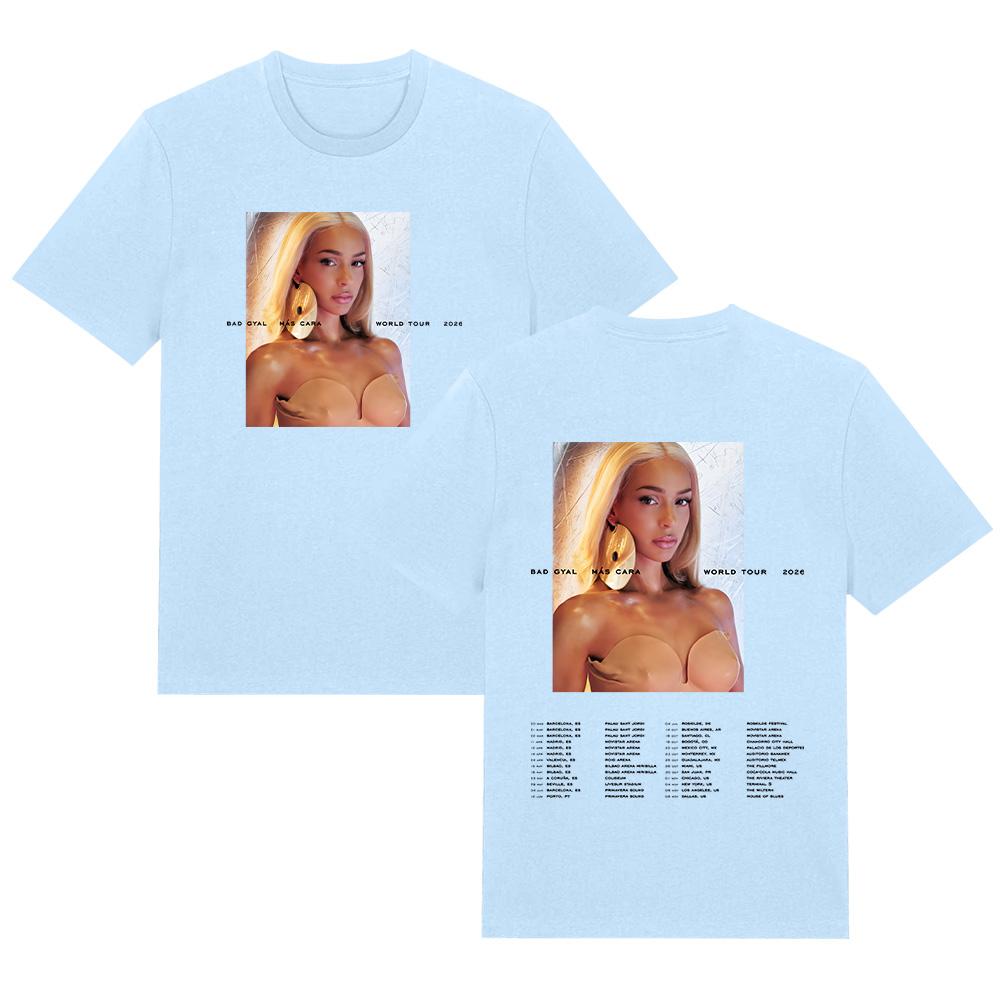 BAD GYAL MAS CARA World Tour 2026 T Shirts High Quality Cotton Short Sleeve Women Men Fashion Graphic Print Cothing Comfort Tees