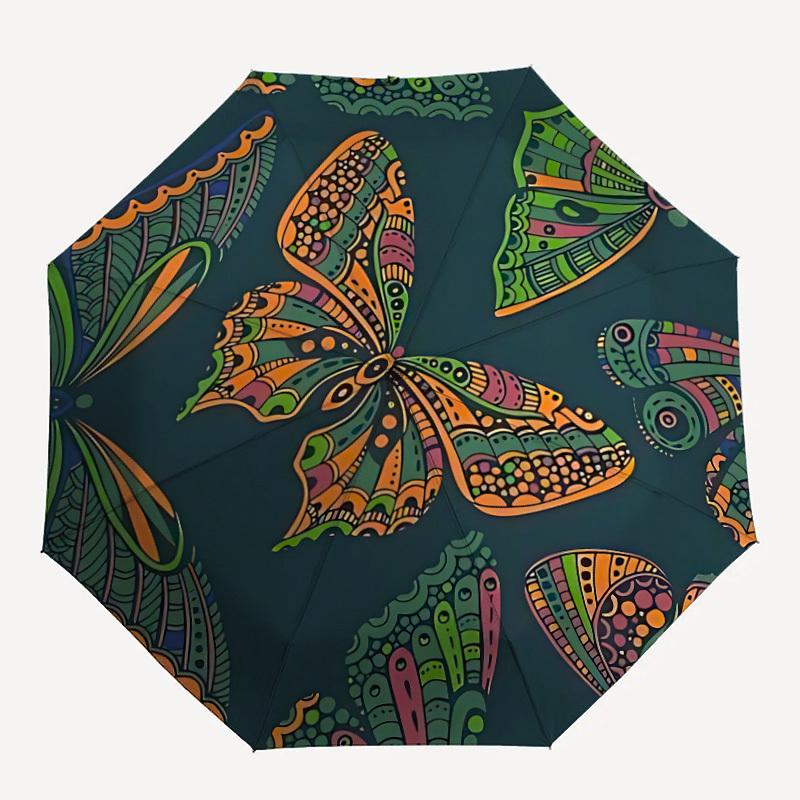 

1pc Butterfly Mandala Automatic Open/close, All-Season Portable Folding Umbrella for Friends, Travel, Everyday yy250812164