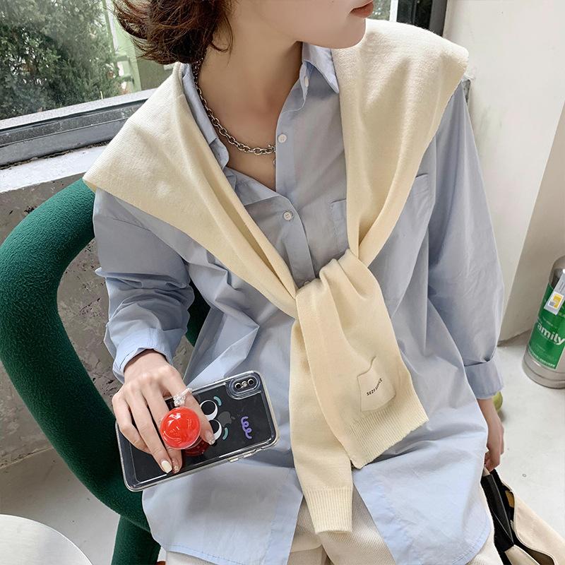 Comfortable and warm breathable shawl scarf simple and fashionable solid color versatile personalized printing monochrome wool shawl