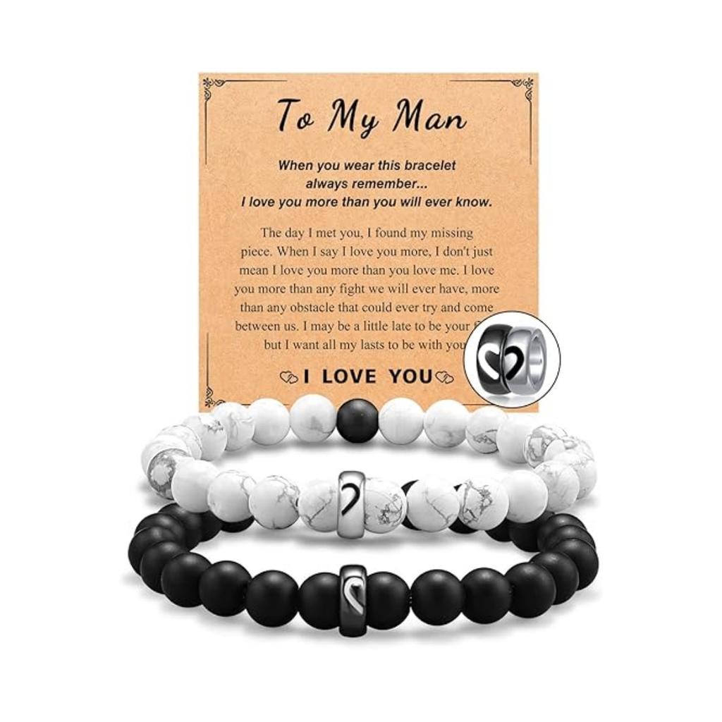 JYL TS Bracelet  Couple Black White Heart Stainless Steel Strengthens Bond