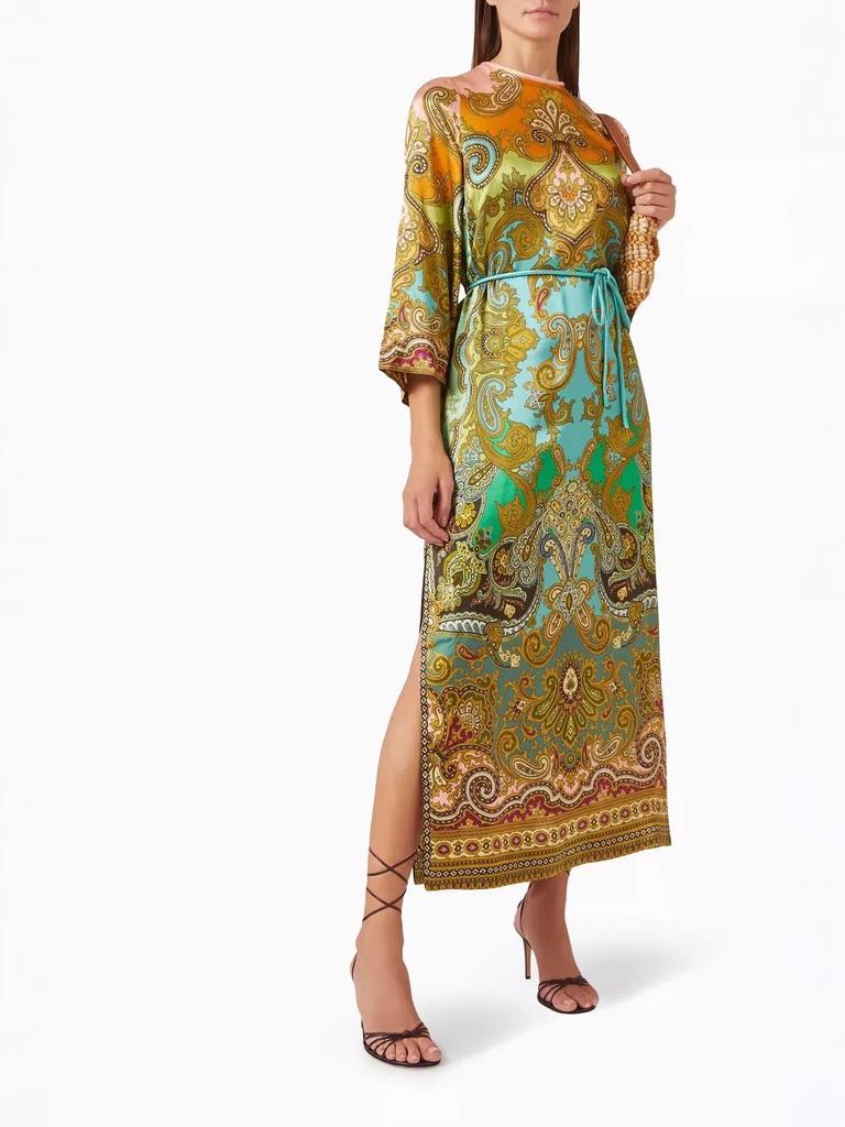 2026 European-American Chic Satin Print Dress: Casual and Stylish