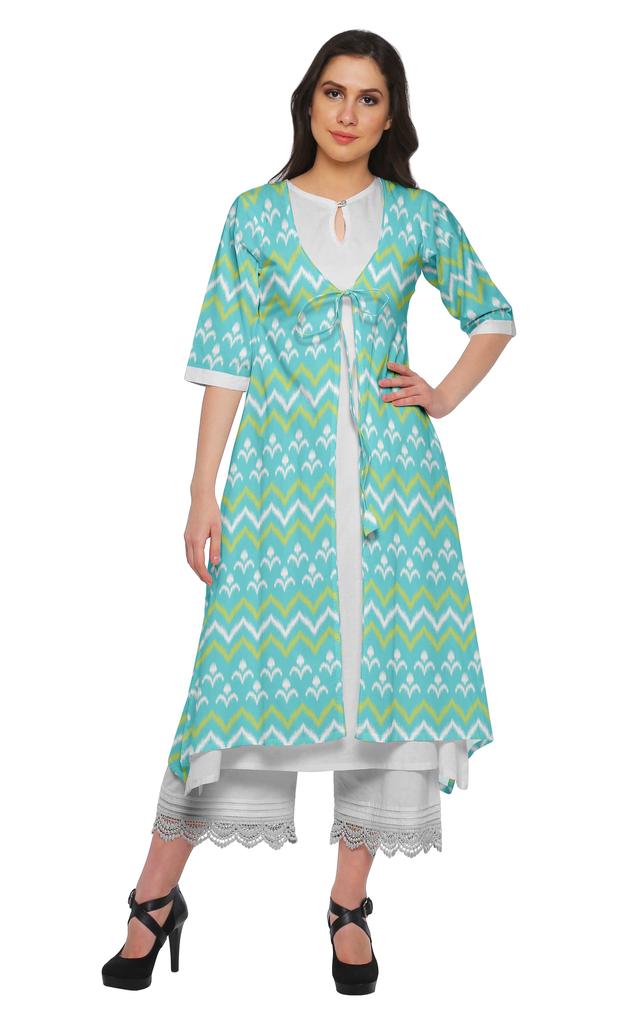 Moomaya Indian Palazzo Kurta Jacket Set For Women Partywear Chanderi Ethnic