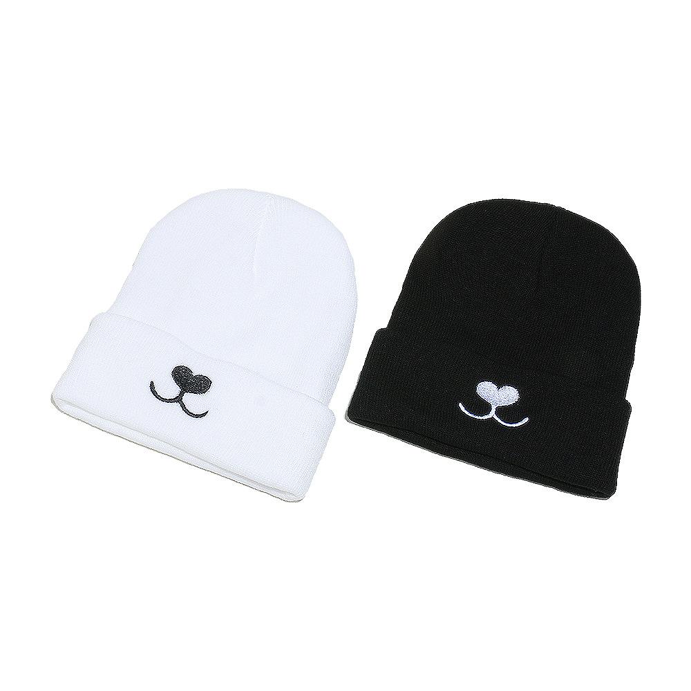 Temu Autumn and Winter New Wool Hat Cute Bear Embroidered Knitted Hat Brimless Cap Thermal Pullover Hat Women