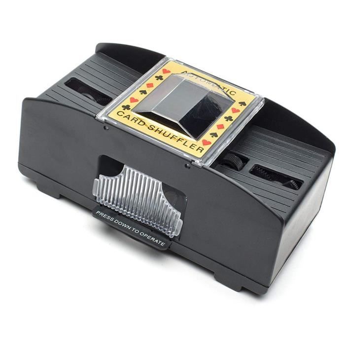 Mélangeur de cartes automatique - Shuffle Machine - 1-2 jeux - Plastique noir - Alimentation 4x AA