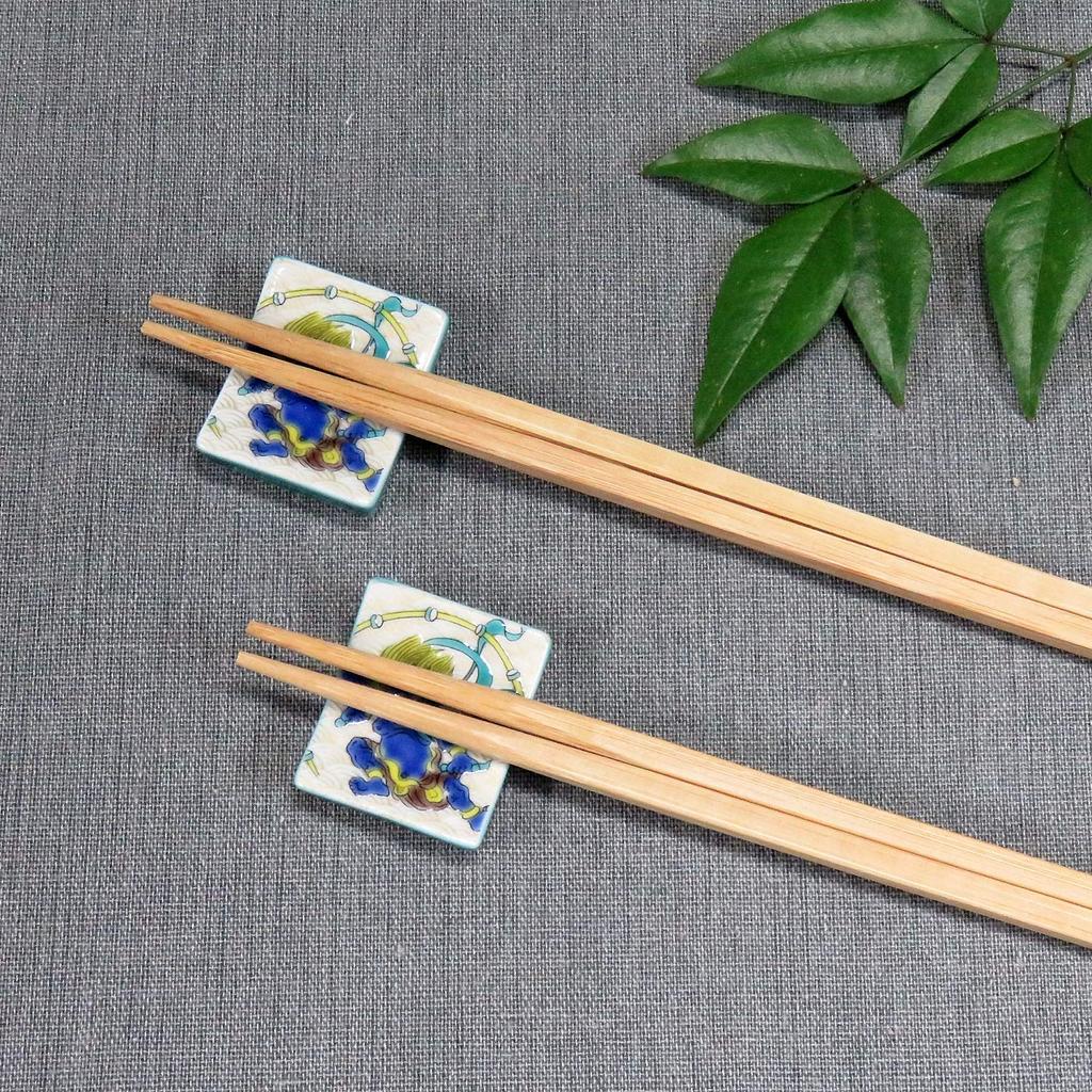 Chopstick rest stylish Kutani ware pair chopstick rest set Raijin ceramic cutlery rest made in Japan