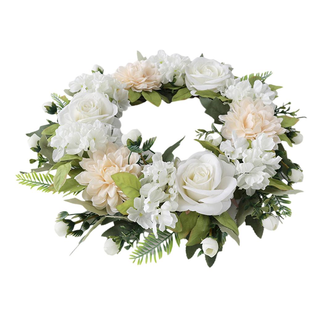 Praktyczny Ręcznie Robiony Jedwabny Wianek Różany z Liśćmi Przenośny Dodatek na Wesela i Dekorację Domu Florystyczne Girlandy