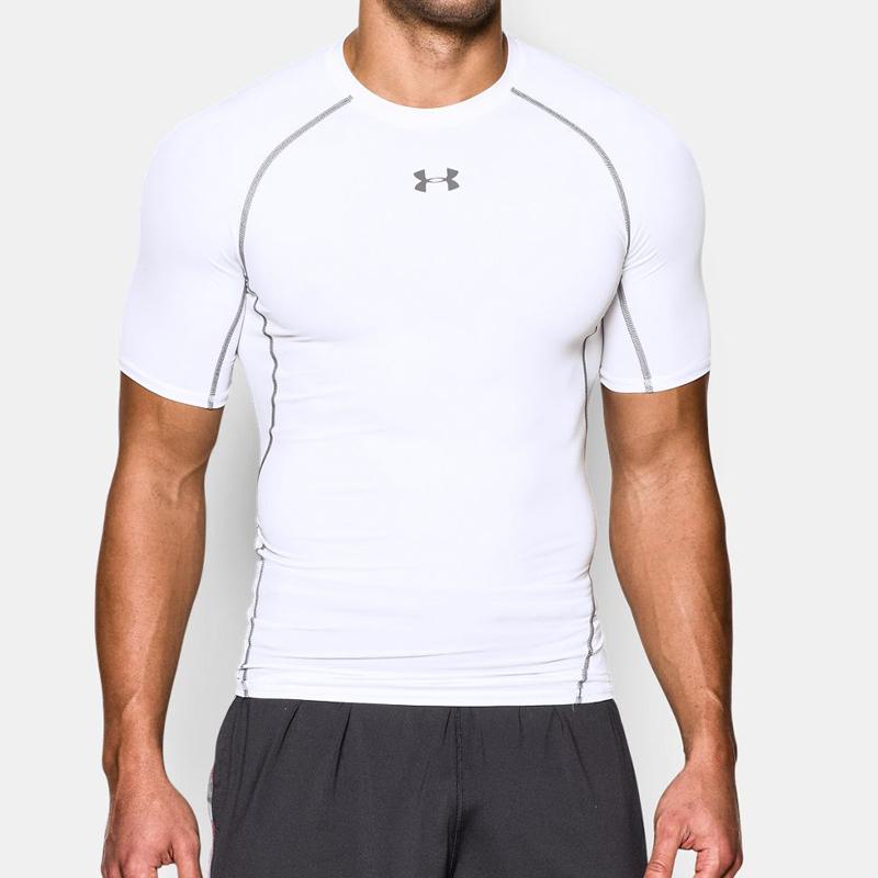 Under Armour Training Sports Compression Short Sleeve Tee Men Tops White 1257468-100