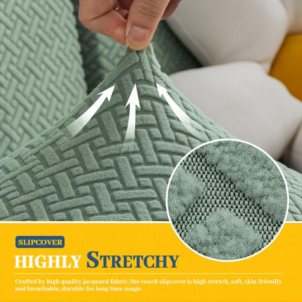 Jacquard Sofa Cover For Living Room Elastic Polar Fleece Sofa Slipcover Chaise Lounge Knit Anti-Slip Dustproof Cushion Case