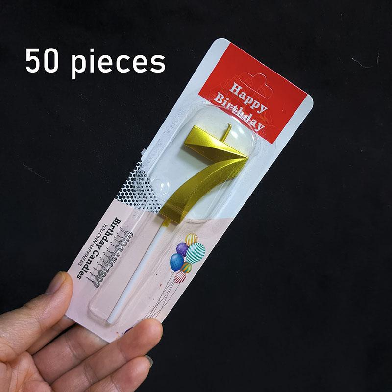 50pcs/lot Wholesale Gilding Number 0-9 Sweet Birthday Cake Candles Bulk Sales Cakes Decorating Supplies for Home Decor