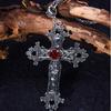 1011 New Vintage Gothic Punk Style Inlaid Jewel Cross Pendant Necklace Long Earring Clip