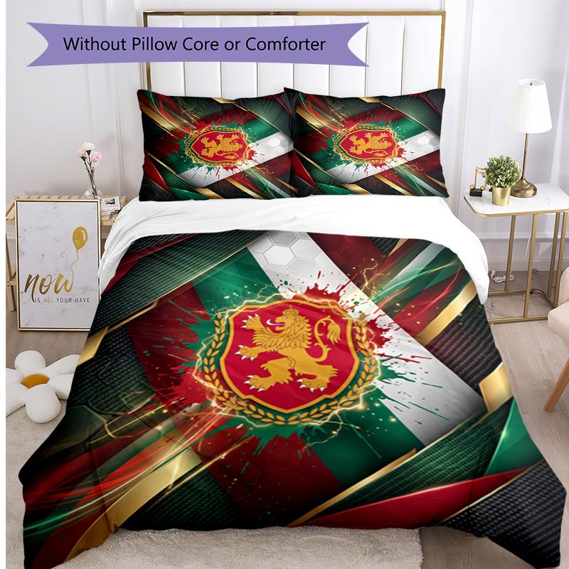 Set Biancheria da Letto Stampata Calcio Ungheria 3 Pezzi Copriletto Traspirante Accogliente come Regalo per Inaugurazione Casa o Festa