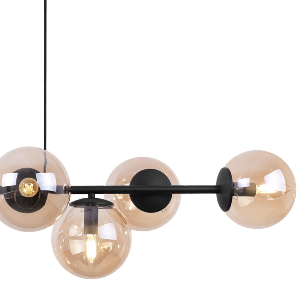 Siena Black Hanging Lamp 8-Flat Honey Lampshade E14