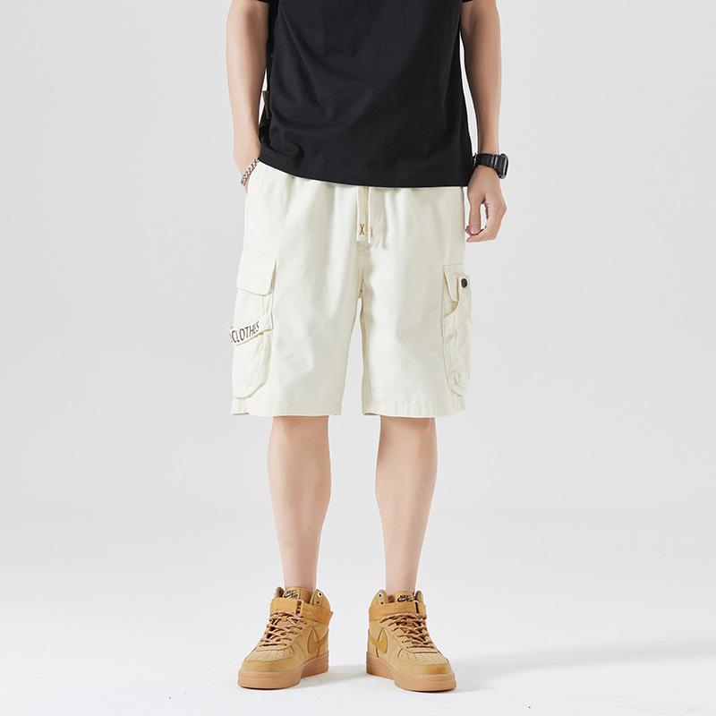 Real Photos of Summer Multi-pocket Work Shorts, Men's Drawstring Japanese Street Loose Five-inch Pants