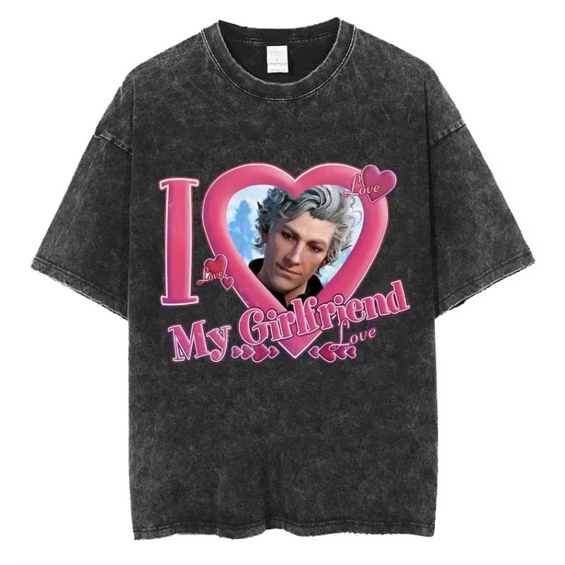 Astarion Girl Dinner Graphic T Shirt Baldurs Gate 3 Fan Gamer Washed T Shirts Women Men's Vintage Gothic Cool T-shirt