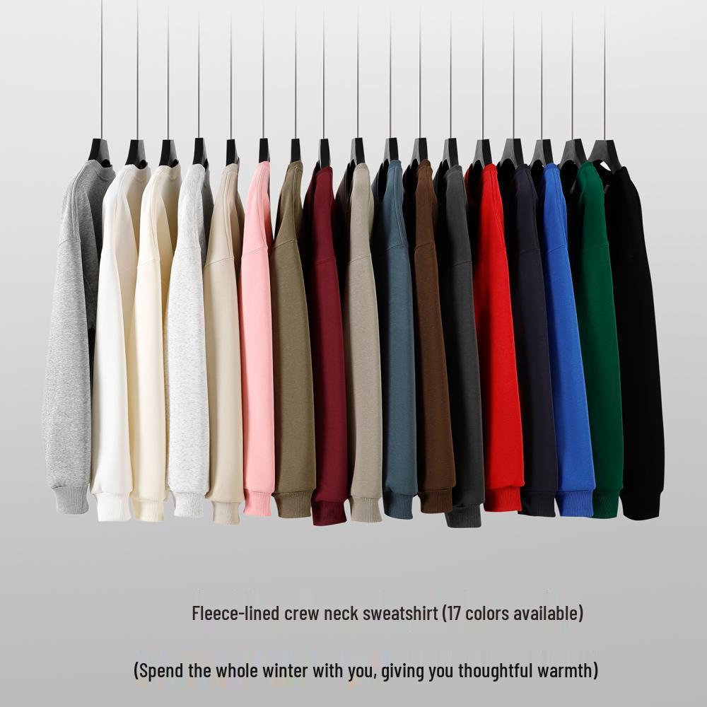 Men's Versatile Round Neck Plus Velvet Hoodie - Autumn/Winter Collection