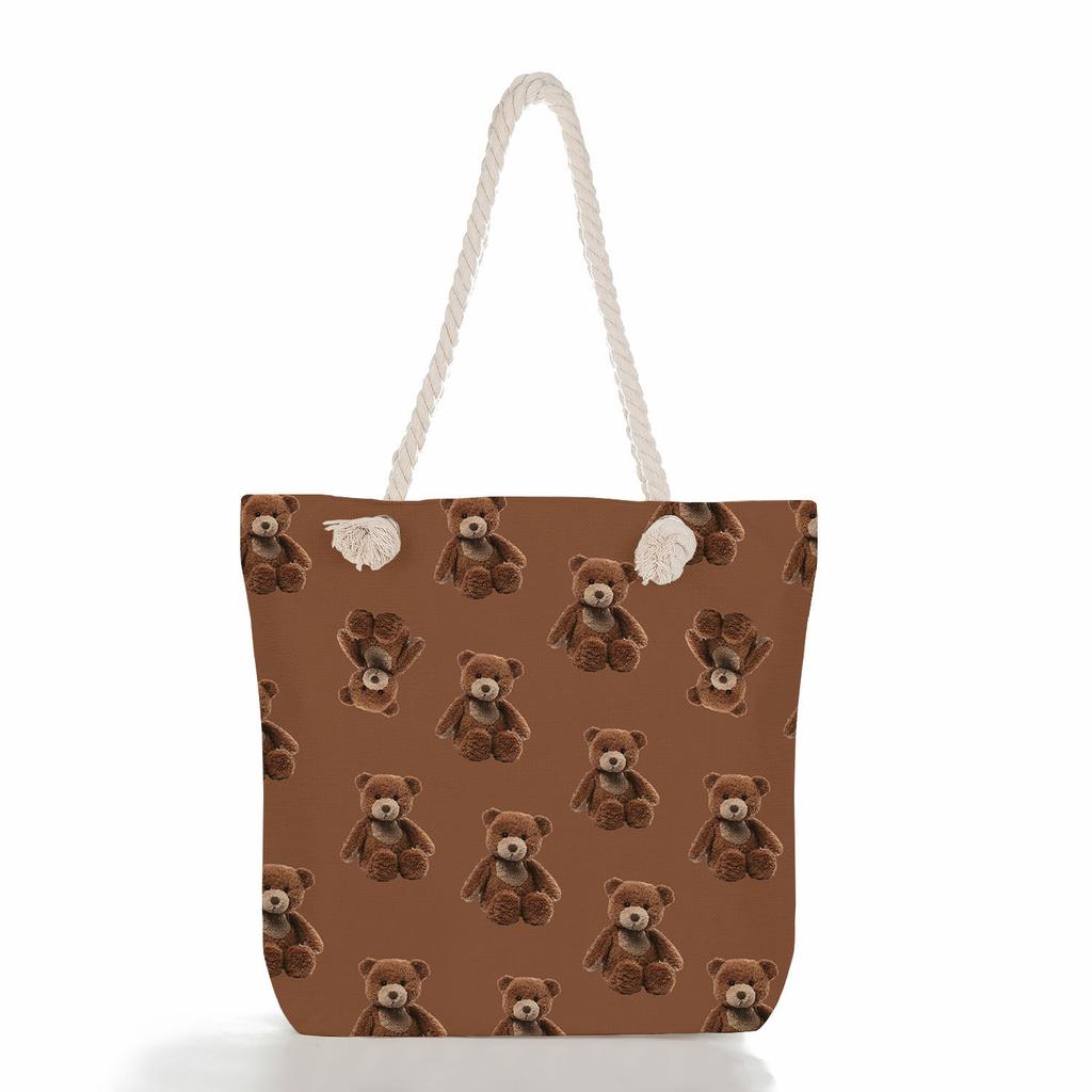 Bear Doll Print Thick Rope Single-shoulder Beach Bag 7256
